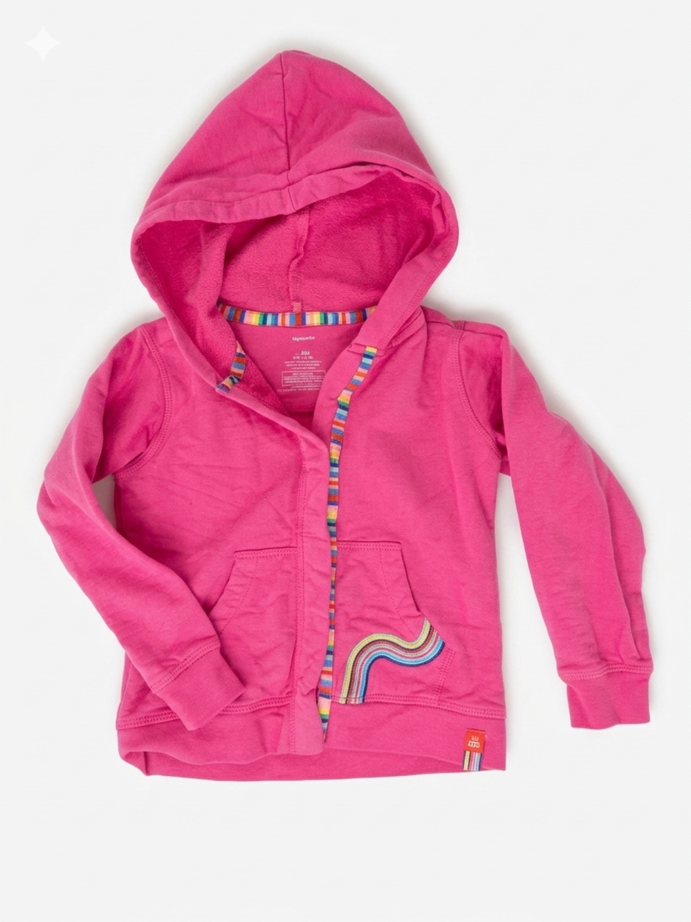 Magnetic Me Pink Organic Cotton Rainbow Embroidered Magnetic Hoodie - Size 5Y